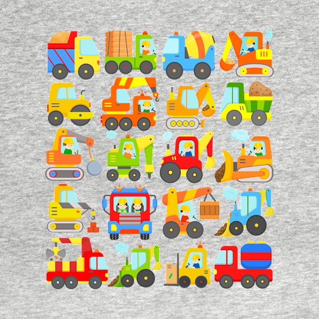 Cute Construction Vehicle Design for Toddlers and Kids by samshirts
